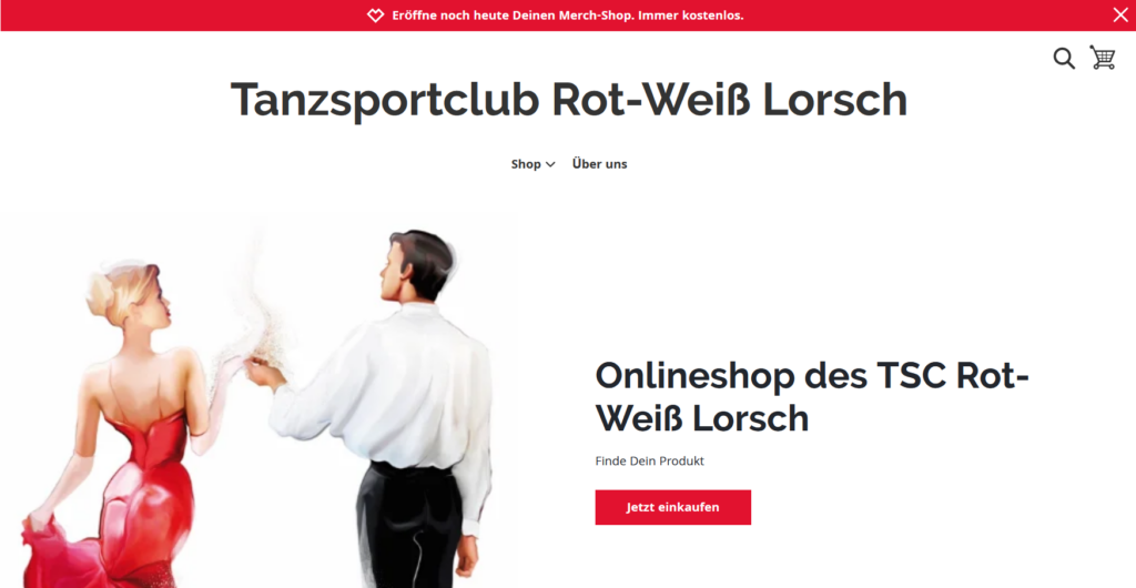 Startseite des Online-Shops des TSC Rot-Weiß Lorsch Bergstraße