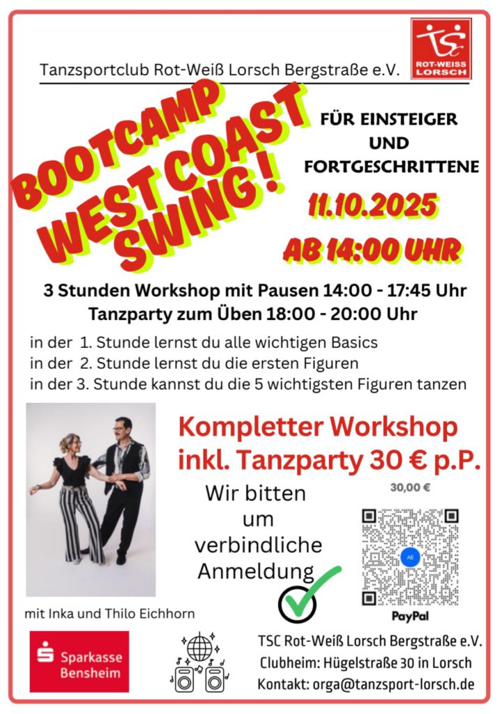 Plakat zum Bootcamp West Coast Swing am 11.10.2025