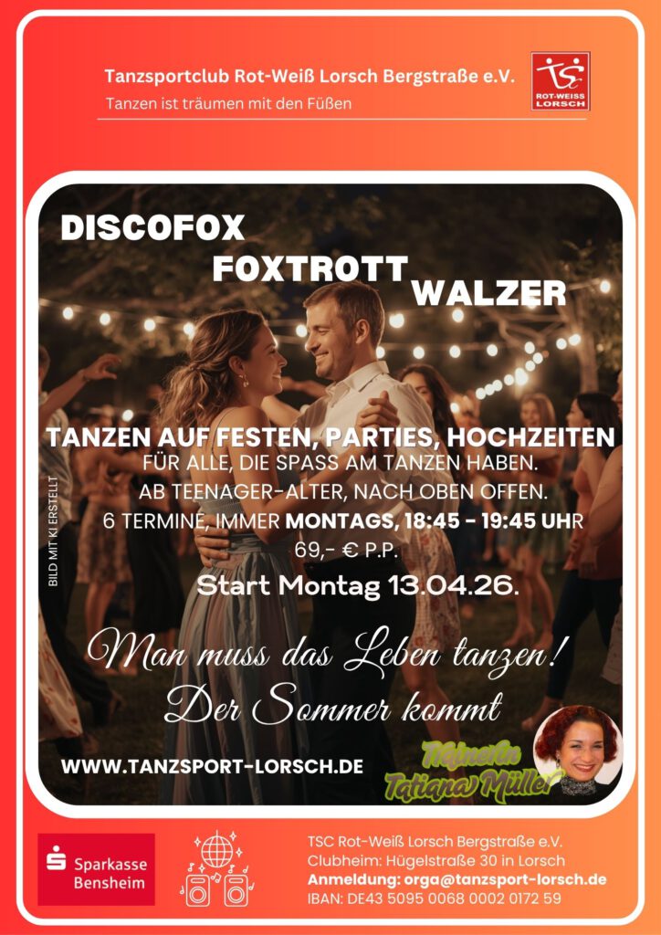 Tanzkurs zu Discofox, Foxtrott, Walzer und co für Parties, Hochzeiten und Sommerfeste mit Tatiana Müller