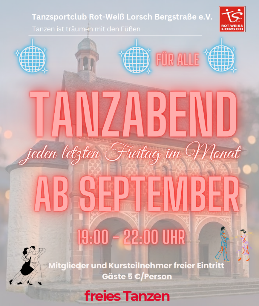 Plakat zum Tanzabend für alle an jedem letzten Freitag im Monat